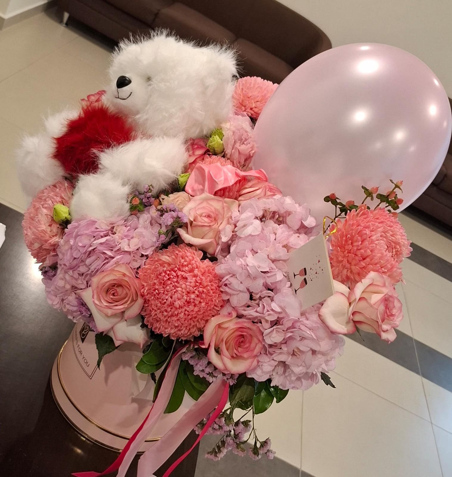 royal budget 3 Blush Love Teddy & Balloon Flower Box